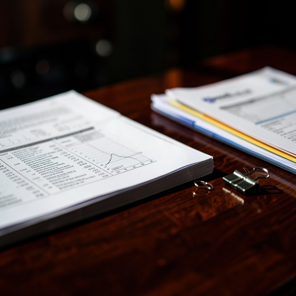 Close view of printed price ladder tables and supplier comparison sheets on a desk